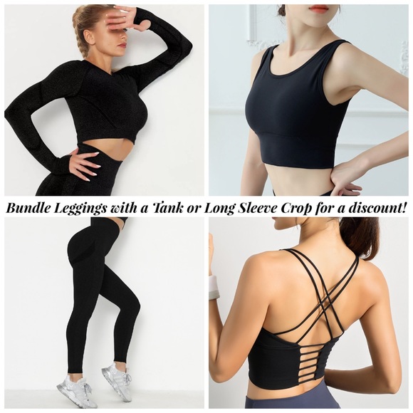 Black Yoga Sport Halter Low Back Crop Top - Picture 15 of 16